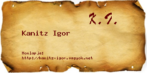 Kanitz Igor névjegykártya